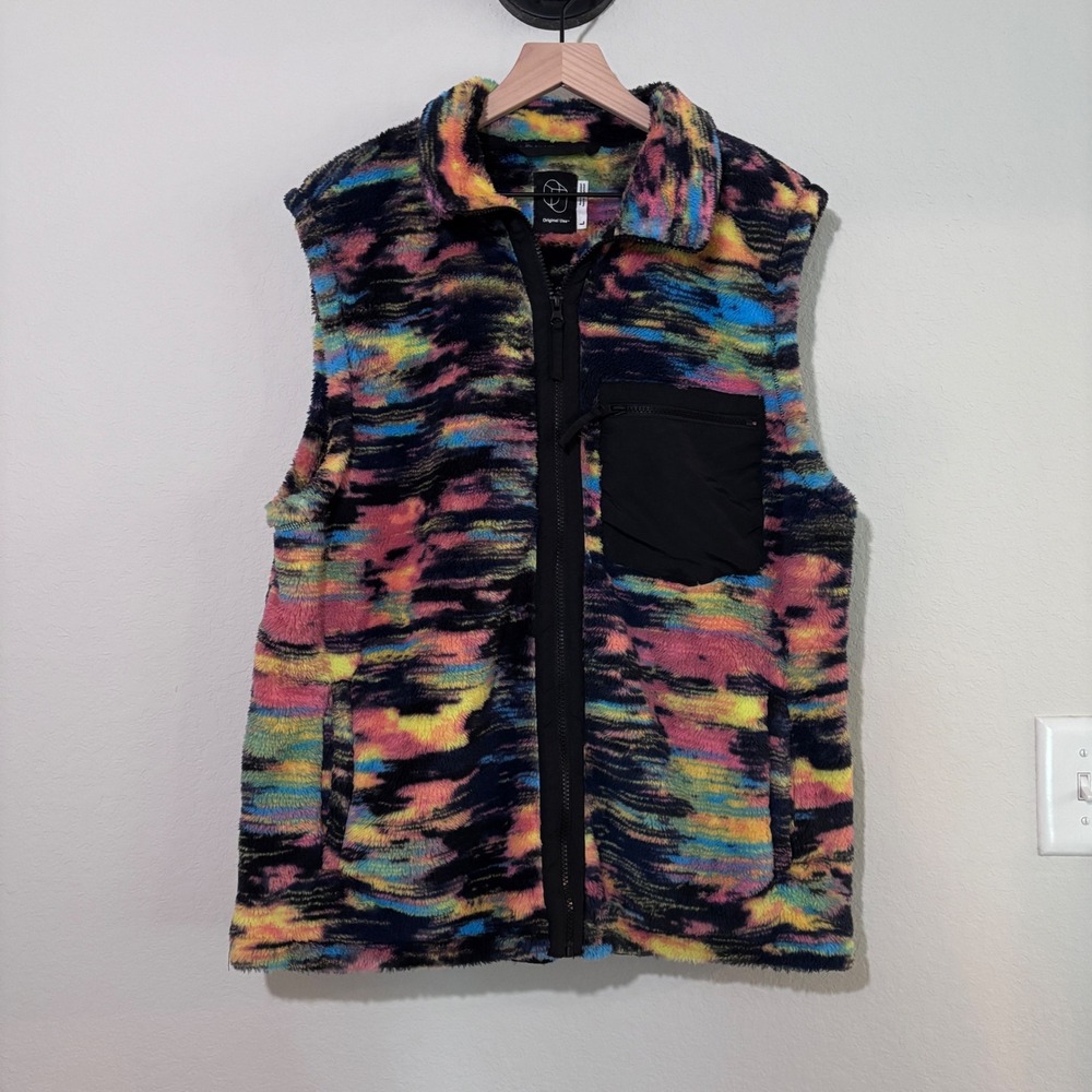 Original Use Fleece Vest L High-Pile Abstract Multi-Color Streetwear Gorpcore